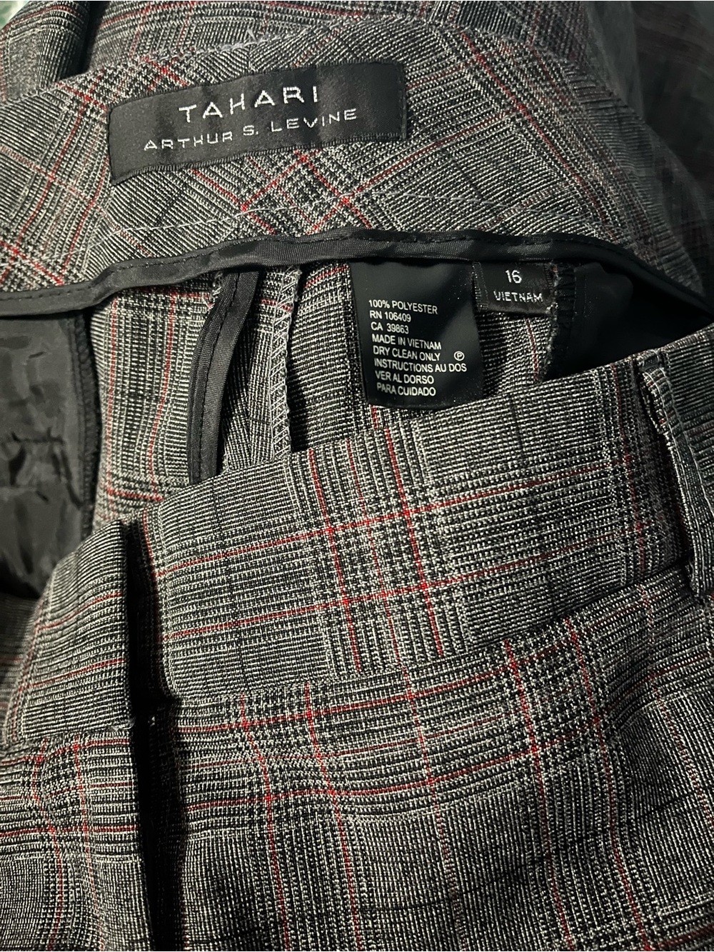 Tahari Brown Plaid Wide-Leg Dress Pants - Picture 2 of 3